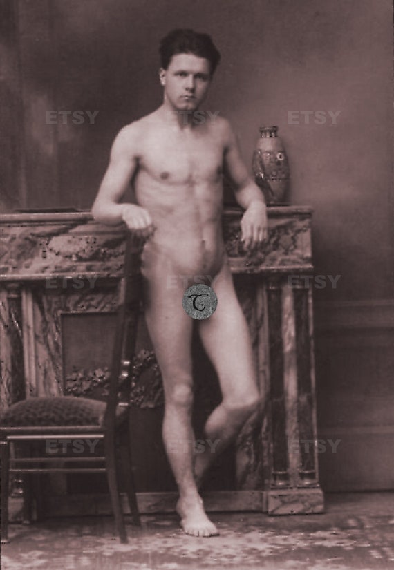 570px x 825px - Vintage Photo gay 1870-1880s Male Nude Gay Photograph Print Naked Man Gay  Interest Full Frontal Nudity 5660