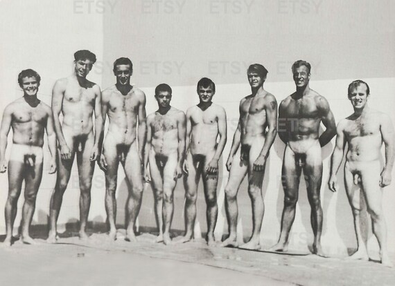 Amateur Photo of a Group of Naked Men of the 1960s Vintage image