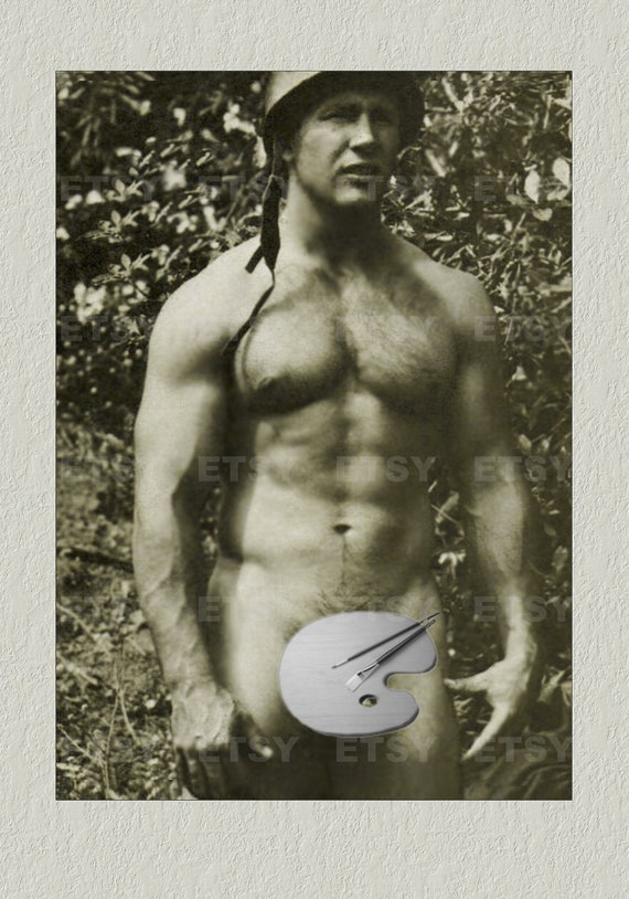 570px x 814px - WW2 Naked soldier Vintage Photo 1940s Male Nude Photography Photograph  Print Handsome Naked Man Gay Interest Penis 6613