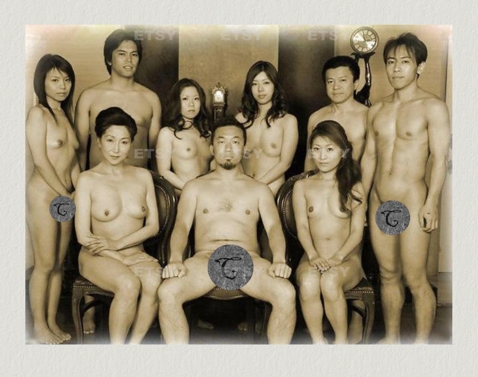 Antique Japanese family nude Vintage Photo erotic 1900s Male image 1.