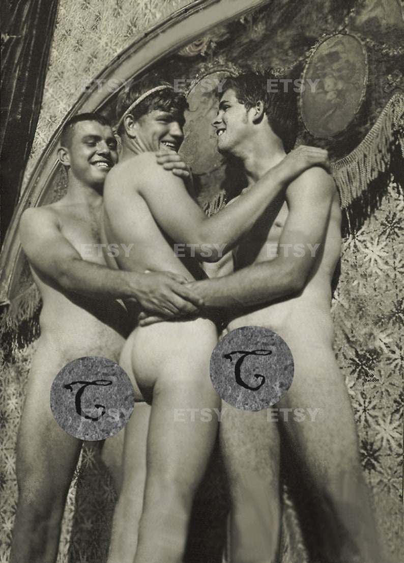 Three young people gay boyfriends Vintage Photo 1960s Male image 0