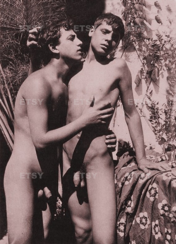 Vintage Old Photo gay erotic 1950s Male Nude beefcake Gay couple Photograph  Print Naked Man Gay Interest Full Frontal Nudity penis 0016