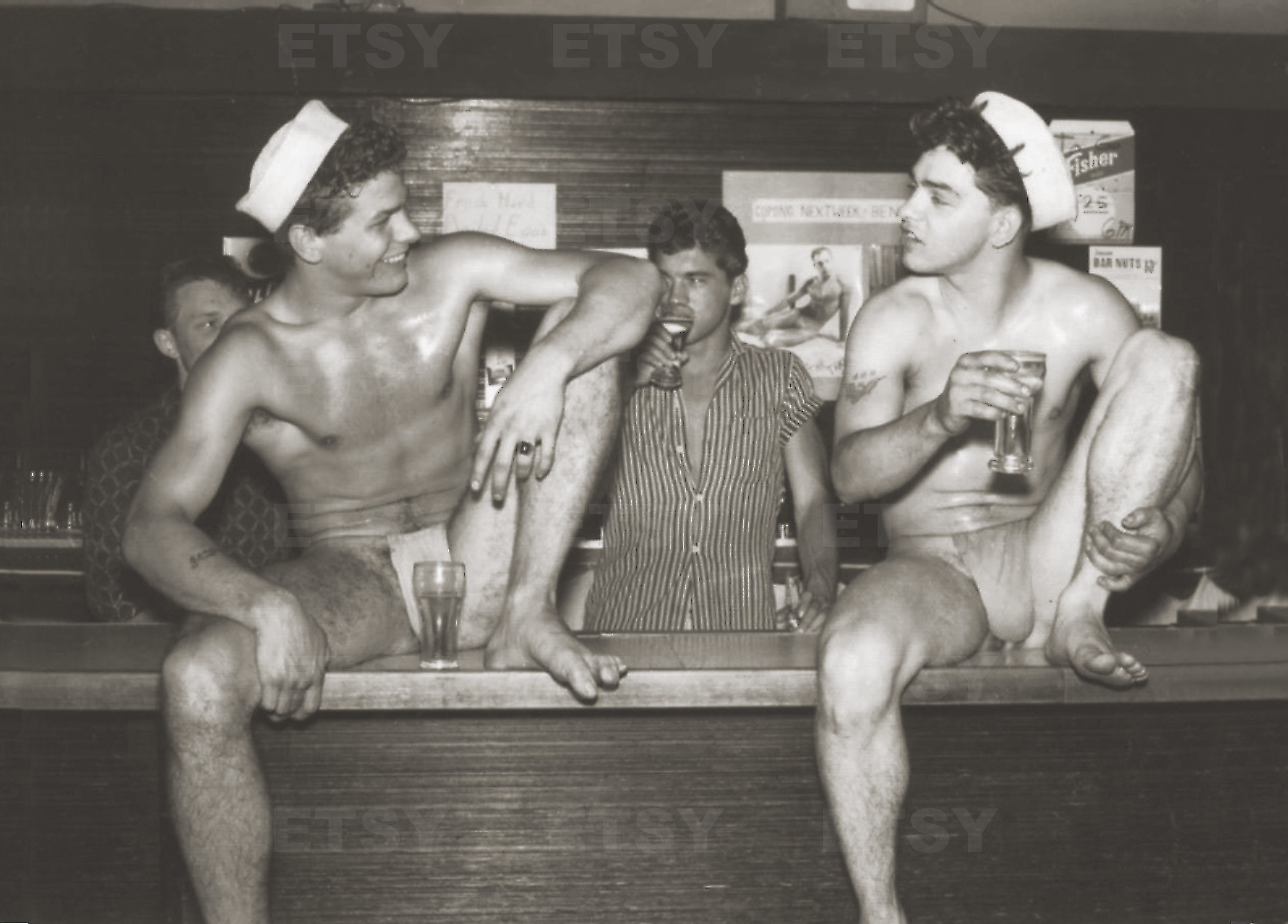 1940s Nude Porn - Sailors Bar Vintage Photo 1940s Male Nude Photography - Etsy New Zealand
