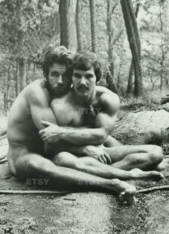 Vintage African American Nude - Gay couple naked in the woods Vintage Photo 1940s Male Nude Photography  Photograph Print Handsome Naked Man Gay Interest 5796