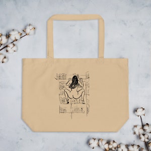 Bibliophile Large Tote Bag, Organic bags, Gift, Book Club, Shopper