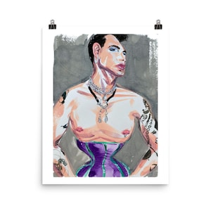 Man in Corset, Gay Portrait, Gay Fine Art, Purple Corset, LGBTQ