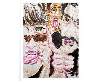 Faces, Noga Erez, Tongues out, Portrait Art, Poster Art, People Art