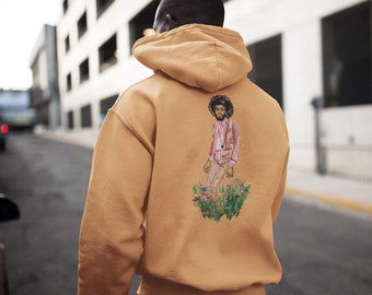 Poet Graphic Hoodie: Afro 70's Style Design, Unisex Cotton-Blend Midweight Fleece