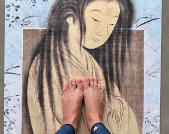 Japanese Art Yoga Mat: Shibata Zeshin Ghost Design