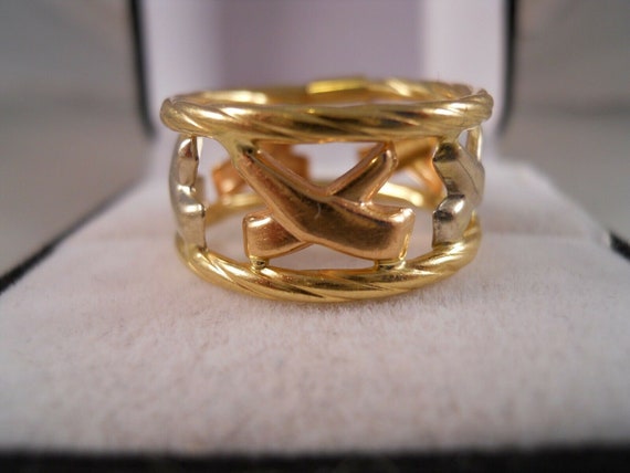 Graziella Italy 18k Yellow Gold Rose Gold White Gold X Hugs Eternity Band Ring Etsy