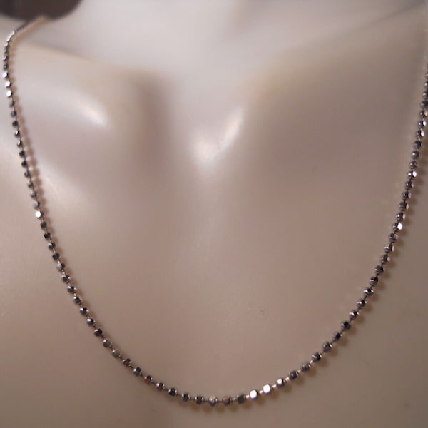 Vintage Tecnigold Italy Italian 750 18k White Gold Bead Ball Chain Link Necklace 16" inch Length 2.51g Grams  1.1mm Width