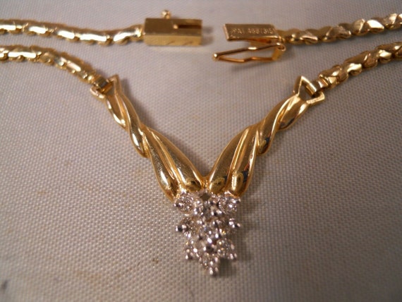 Vintage Designer Heavy 14k Yellow Gold Diamond Cl… - image 5
