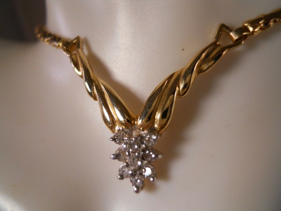 Vintage Designer Heavy 14k Yellow Gold Diamond Cl… - image 1