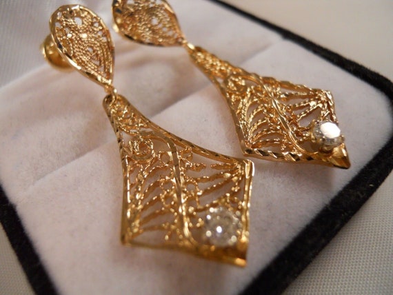 14k Yellow Gold .40ct Diamond Chandelier Art Deco