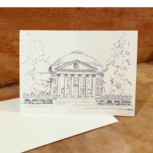 U.Va Rotunda (set van 5) Handgetekende vouwkaarten, zwart & wit - Afstudeercadeau van de Universiteit van Virginia, Wahoo cadeau, UVA