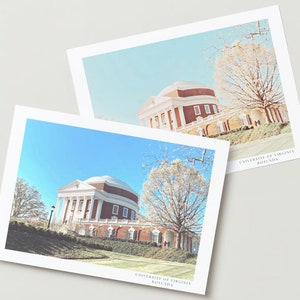 Conjunto de 5 tarjetas de arte Rotunda de regalo de graduación UVA - Foto del césped de los terrenos de la Universidad de Virginia