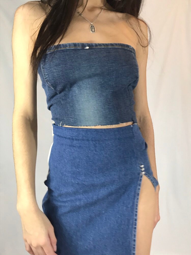 diesel denim tube top