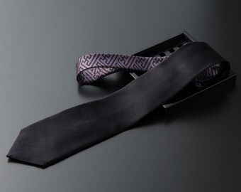 Japanese luxury silk tie - Kyoto Nishijin ori - SAYAGATA/ Black Satin