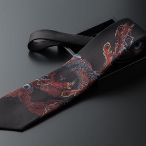 Japanese High-end silk neck tie.HOKUSAI Phoenix/葛飾北斎鳳凰図