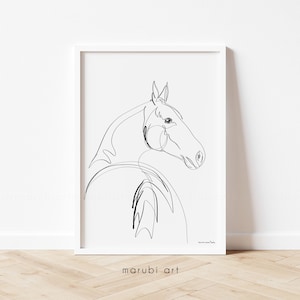 Minimalist Horse Line art | Black and White Prints | Horse Prints | Animal Prints