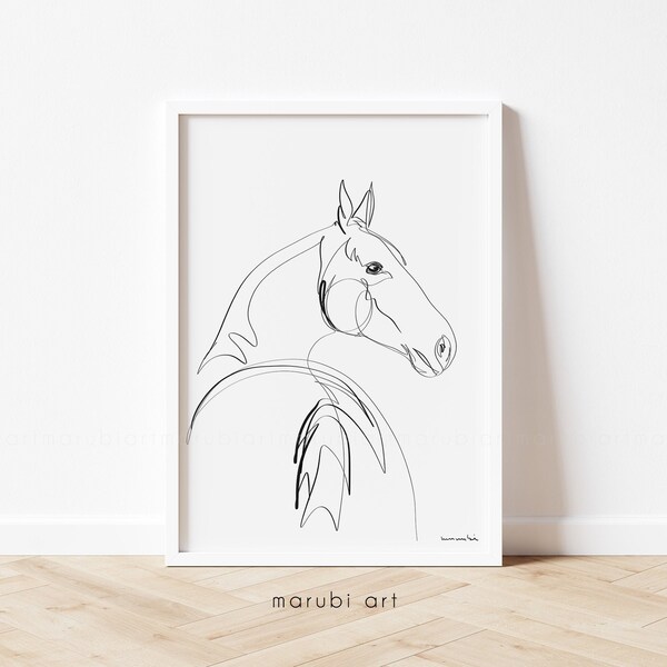 Minimalist Horse Line art | Black and White Prints | Horse Prints | Animal Prints