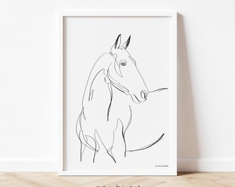 Animal Horse print | Black and White Prints | Printable Minimalist Horse Art