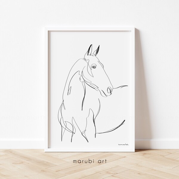 Animal Horse print | Black and White Prints | Printable Minimalist Horse Art