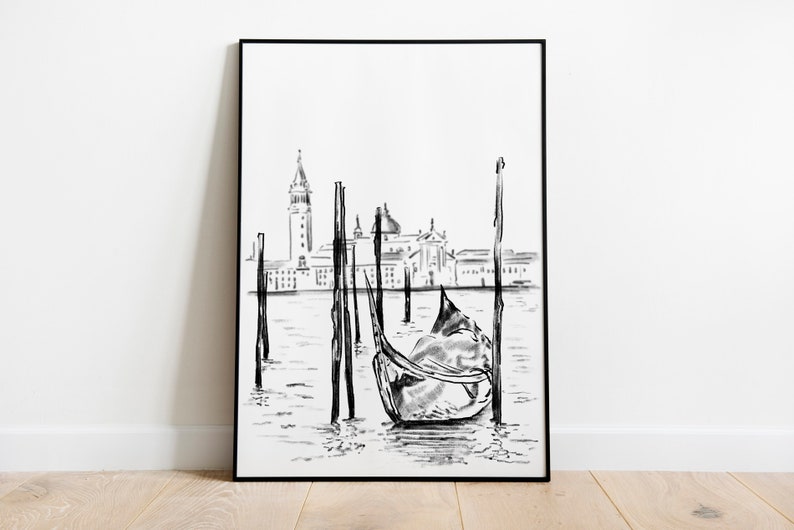 Venice Italy Wall Art Black and White Print of Venice Italy | Etsy