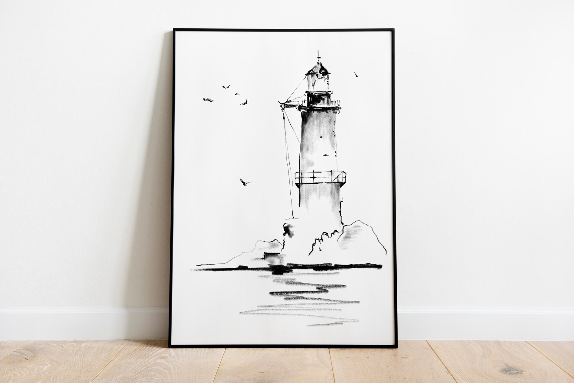 Lighthouse Wall Art Minimalist Art Lighthouse Print Etsy