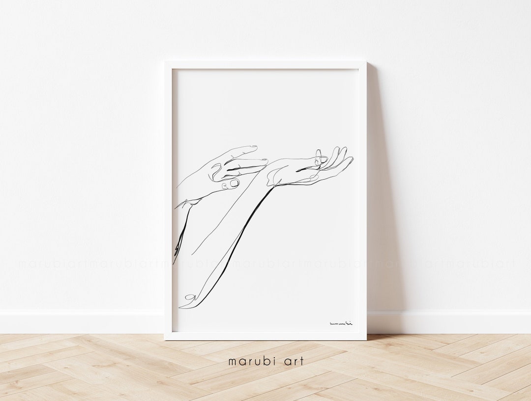 Dimpression mains noir et blanc minimaliste de dessin à - Etsy Canada