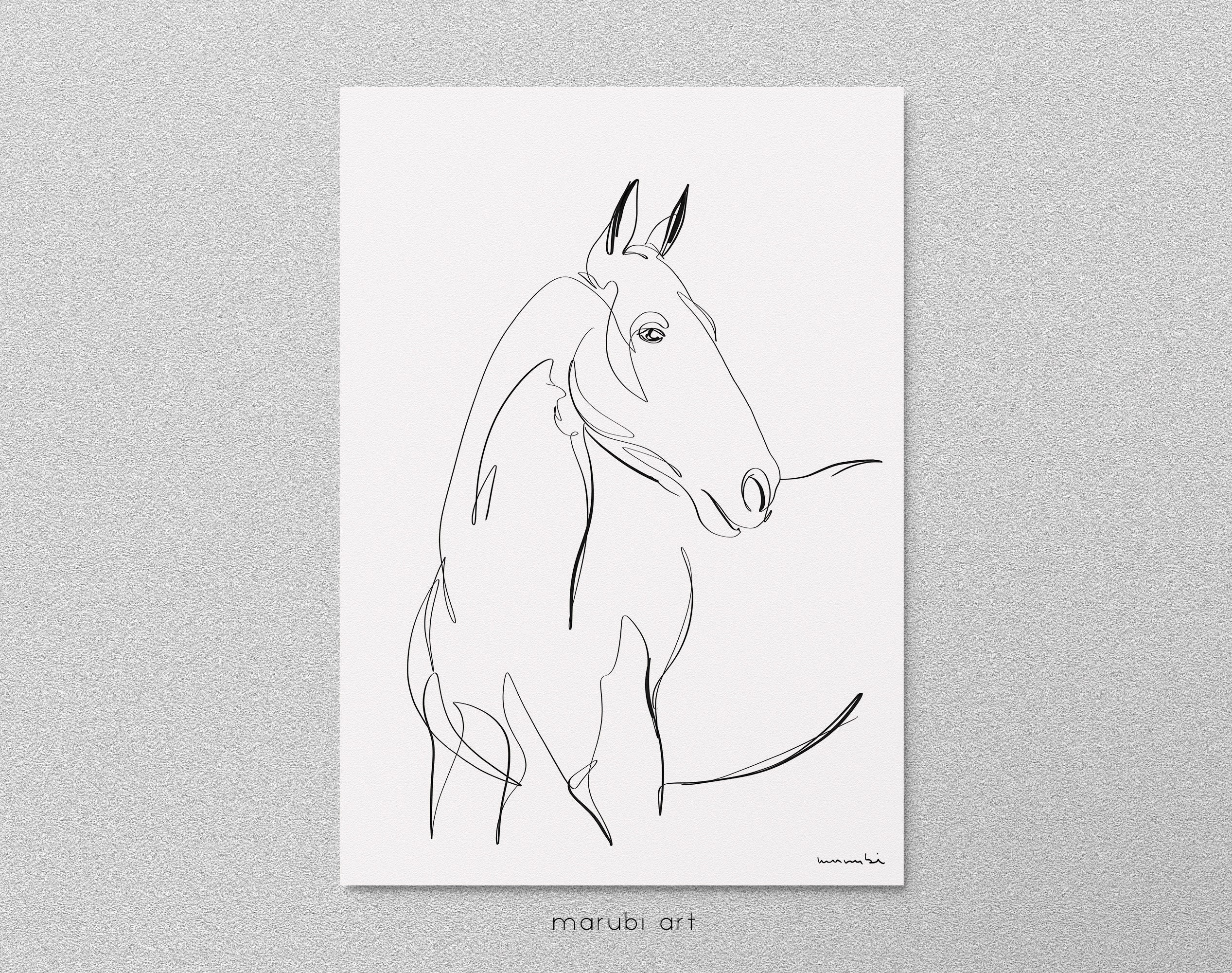 Animal Horse Print Black and White Prints Printable - Etsy