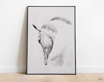 Animal Horse Print Black and White Prints Printable | Etsy