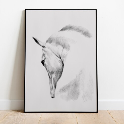 Black and White Horse Print Horse Wall Art Animal Poster Etsy