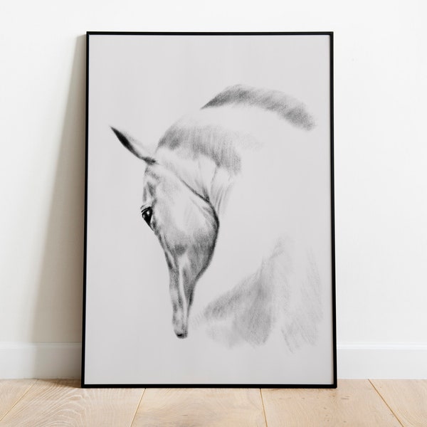 Horse Art | Printable Horse drawing | Black and White Prints | Animal Wall Art | Instant download