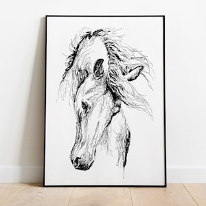 Animal Prints | Line art | Black and White Prints | Horse Print