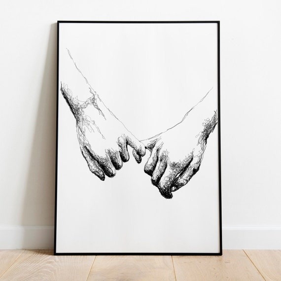 Always Together hand written Text, Cute Couple Drawings, Holding Hands  Drawing , Romantic Couple Art by Mounir Khalfouf