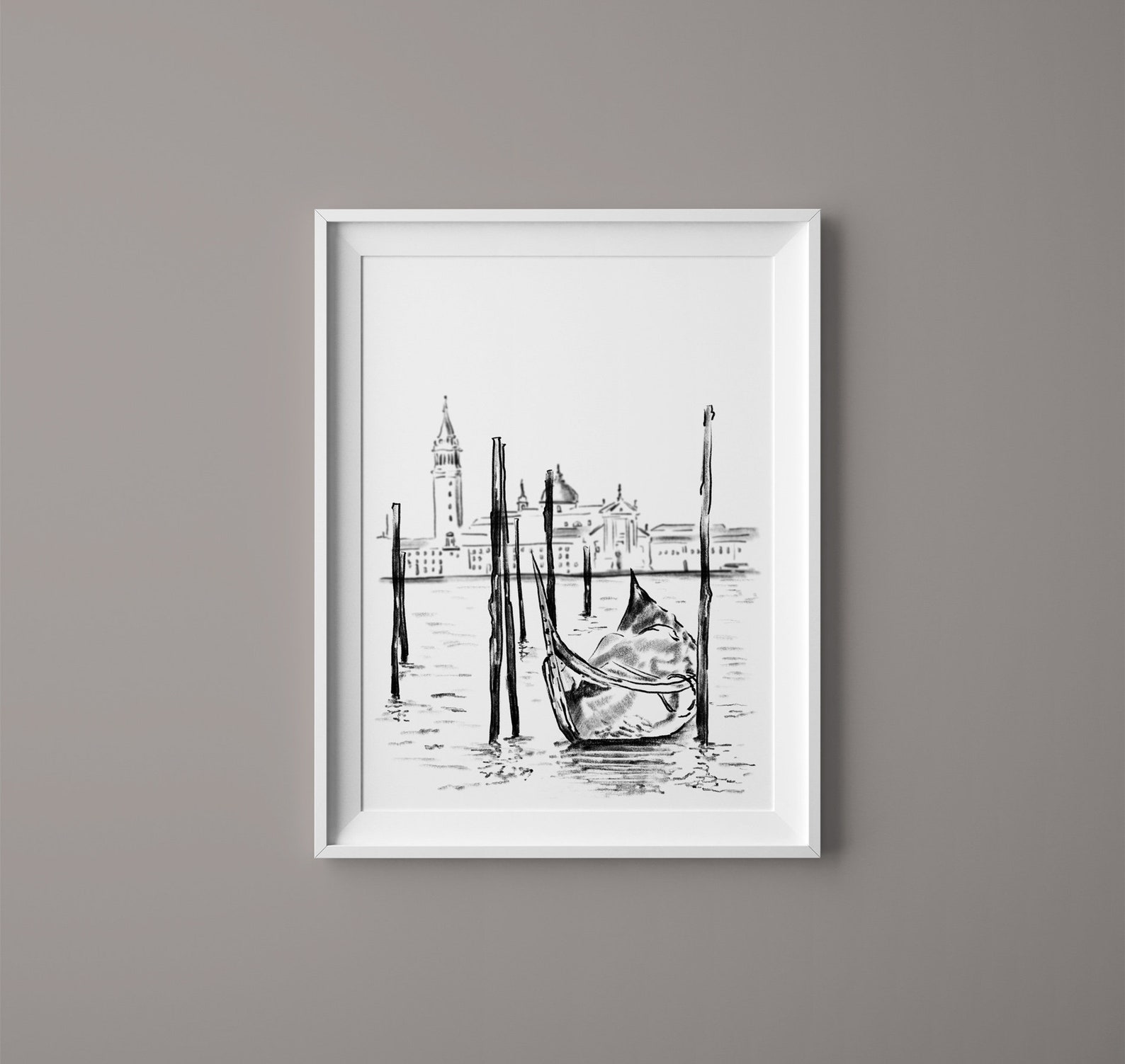 Venice Italy Wall Art Black and White Print of Venice Italy Instant Download Black and White