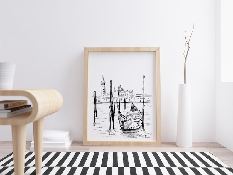 Venice Italy Wall Art Black and White Print of Venice Italy Etsy Canada