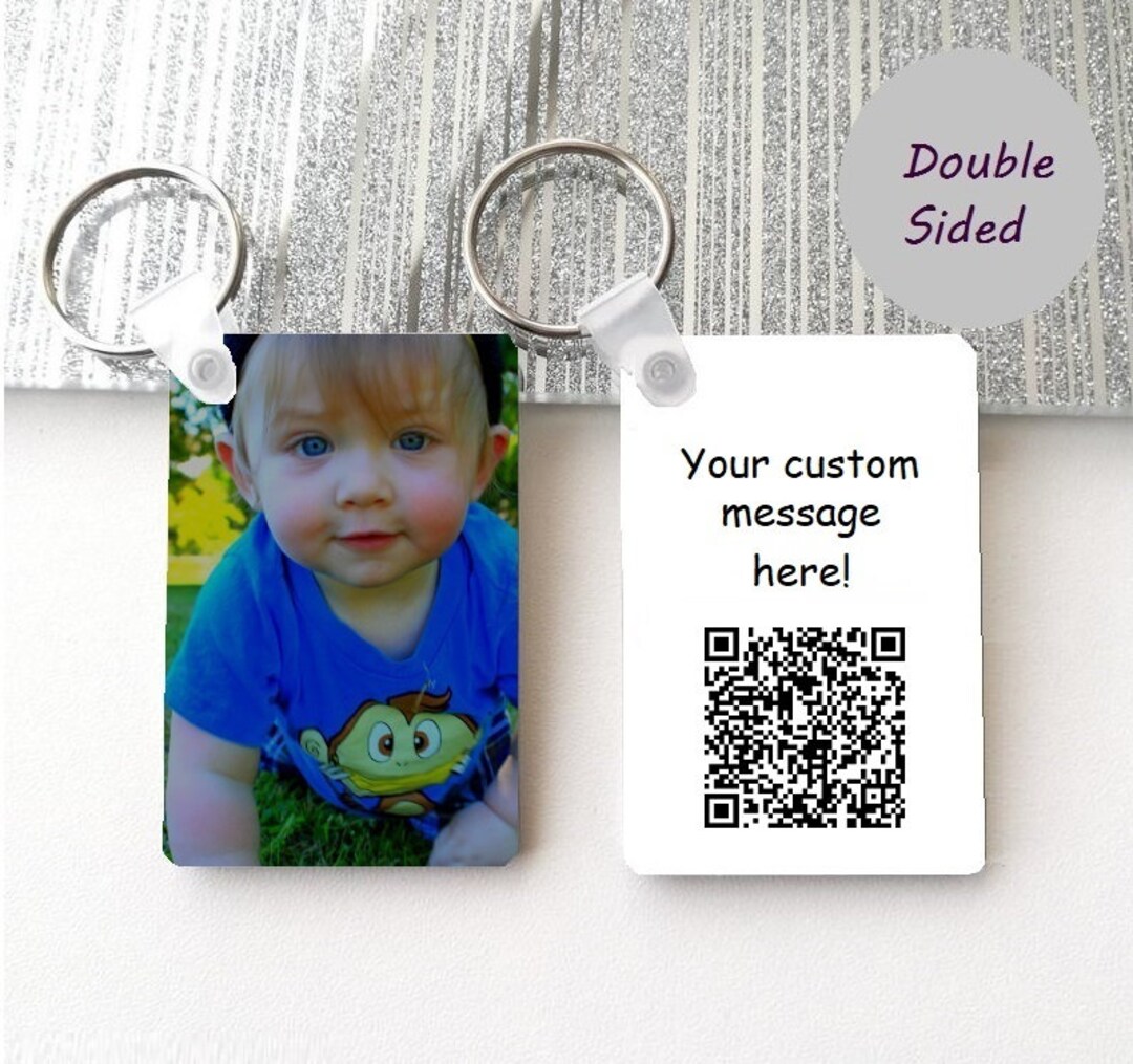 QR Code Photo Keychain Custom Memory Audio Voice Keepsake Soundwave Art