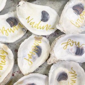 Personalized Oyster Shell Escort Cards, Wedding Placecard