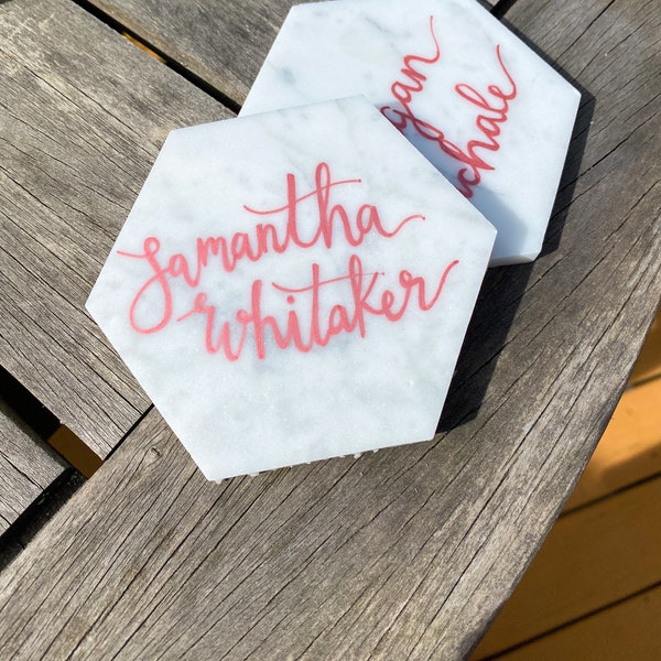 Escort Card Coaster Etsy