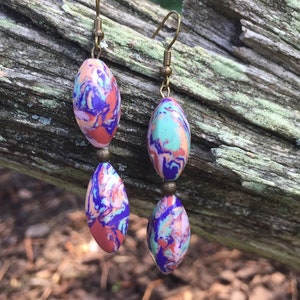 Colorful dyed Malachite dangle earrings