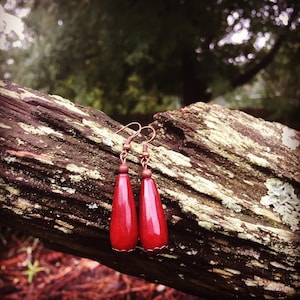 Red Jade dangle earrings