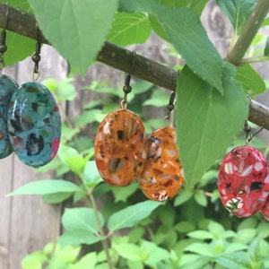 Colorful mother of pearl dangle earrings
