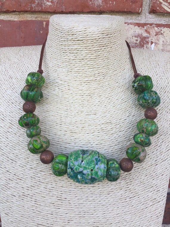 Green Jasper Stone Necklace - Etsy