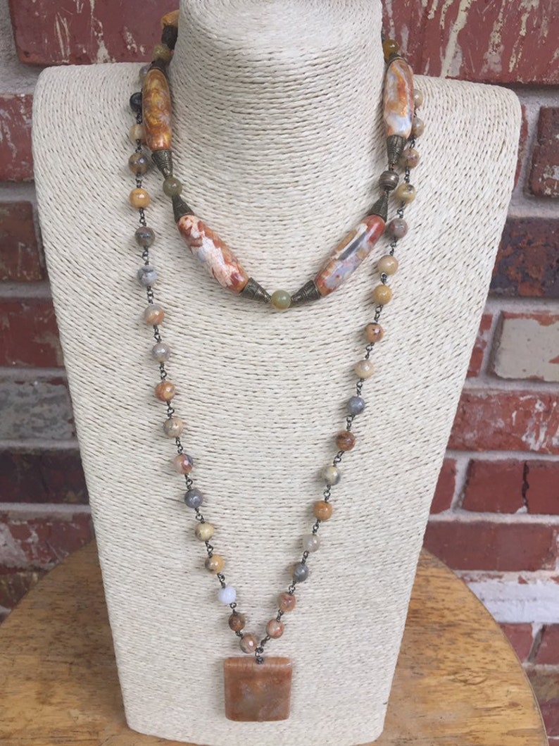 Fire agate collar necklace