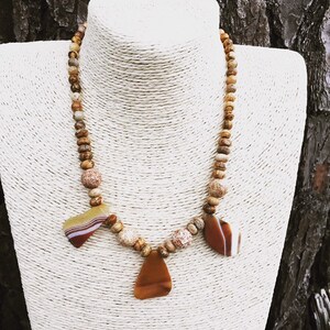 Jasper, Antique agate, and Botswana agate necklace