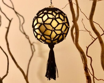 The Boho Bauble Cover, **PDF pattern only, NOT a finished product**, crochet Christmas ornament pattern, Beaded Crochet pattern