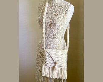 Herringbone Hipster Bag, **Pdf crochet pattern only, NOT a finished product**, Boho Crossbody Bag, Boho Bag, Faux Macrame Bag