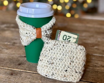 Crochet Wrist Wallet, Crochet Cup Cozy, PDF pattern only, NOT a finished product